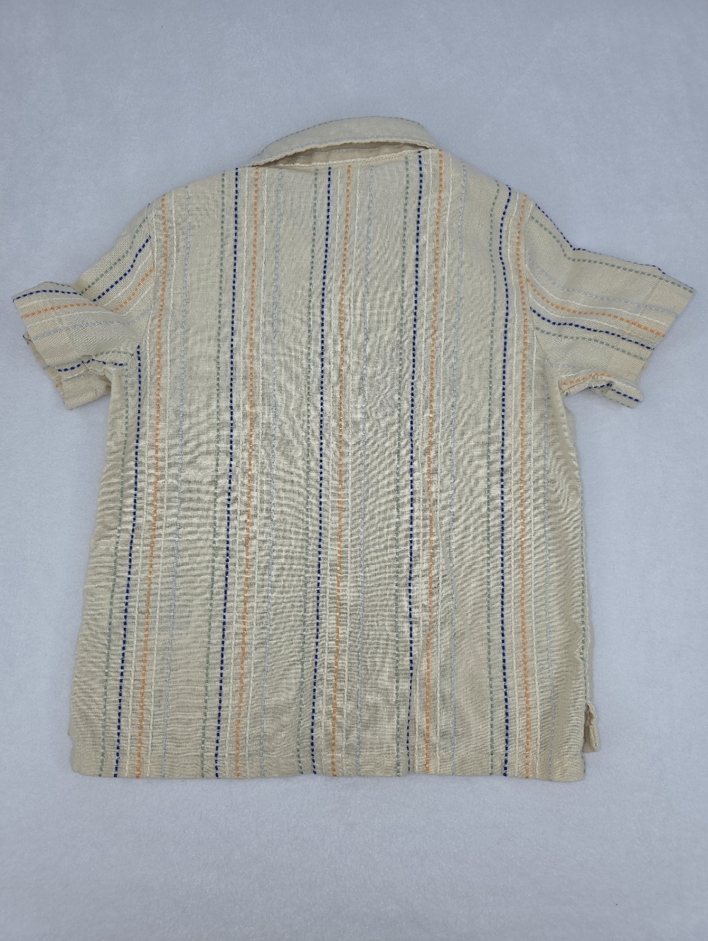 Old Navy Boy's Cream Short-Sleeve Button-Up Shirt with Stripes Size 3T AL-3532 - Picture 5 of 6